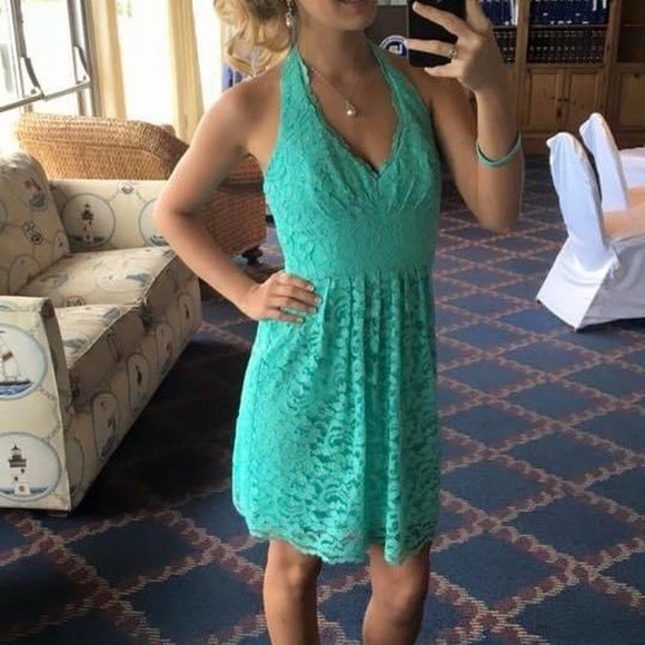 David’s Bridal F15263 Spa Lace Halter Dress Size 2 - Picture 4 of 5